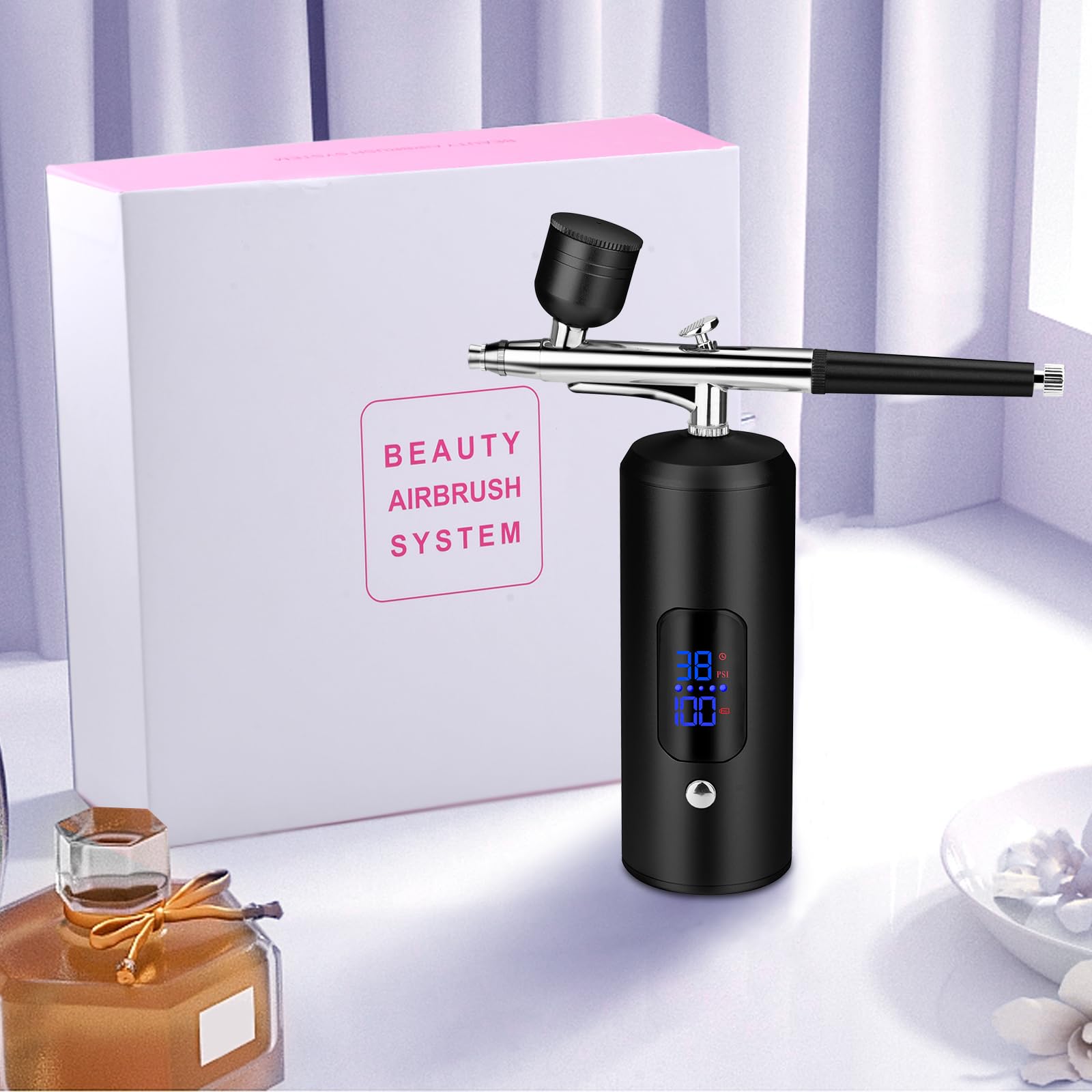 Daakro Kit aérographe sans fil avec compresseur 38 PSI pour décoration de gâteau, nail art, tatouages et peinture du visage