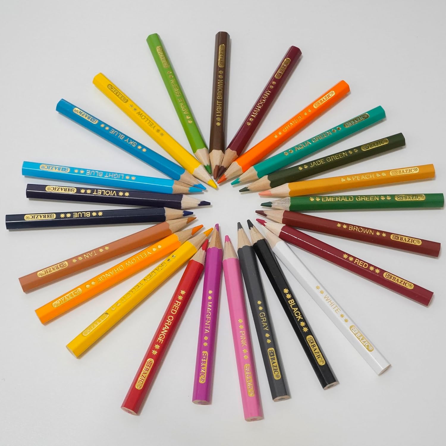 BAZIC PRODUCTS Mini Colored Pencils, Pre-Sharpened, 24 Count