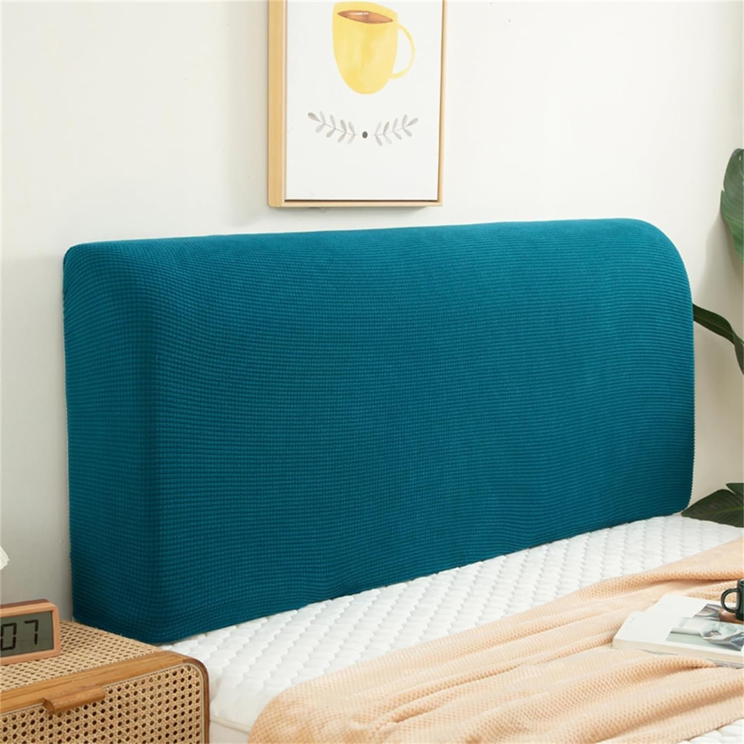 RTSFKFS Double/Single Bed Headboard Cover Velvet Padded Bed Headboard Slipcover Super King Size Small Bed Protector Slipcover for Bed Headboard Dustproof Decoration (Color : Blue, Size : 160cm/63in)