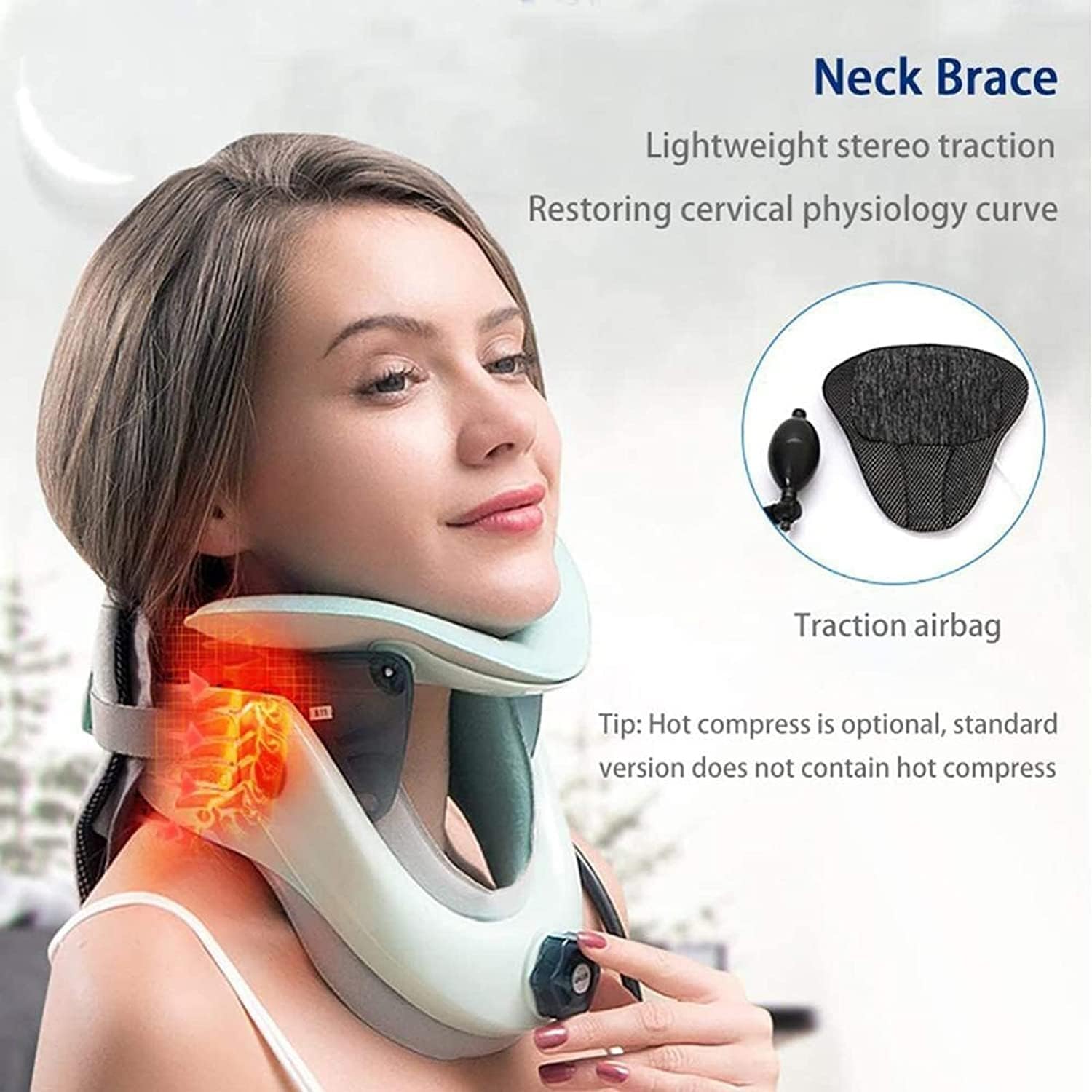Supporto per Il Collo per Il Dolore al Collo Dispositivo di trazione cervicale Supporto Gonfiabile per la fissazione della Colonna cervicale Ortesi per la Colonna vertebrale per al