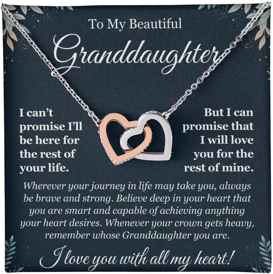 To My Granddaughter Necklace, Granddaughter Gifts From Grandma and Granddaughter Birthday Message Card Necklace From Grandmother or Grandpa Jewelry Present with Message Card and Gift Box