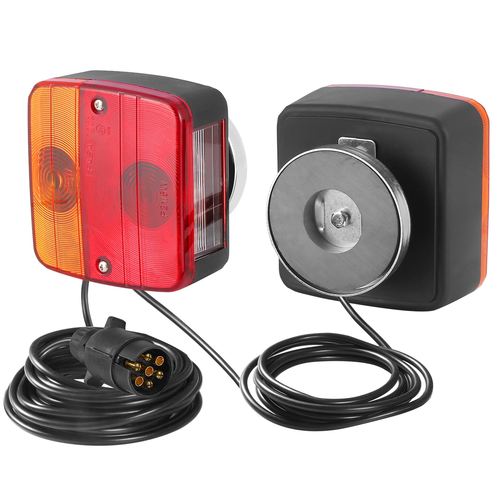 Fanali Posteriore Rimorchio Magnetico,Kit Luci Rimorchio 7 Poli Con Cavo 2.5/7.5M Connettore 7 Poli,Fari Posteriori Rimorchio Calamita