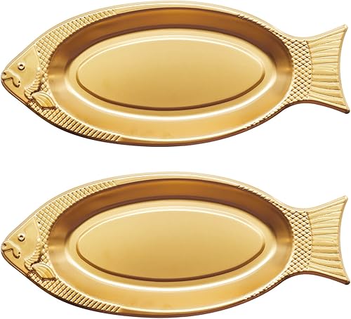 Hoypeyfiy 2 piezas en forma de pescado bandeja de servir de acero inoxidable bandeja de postre aperitivos fruta vegetal