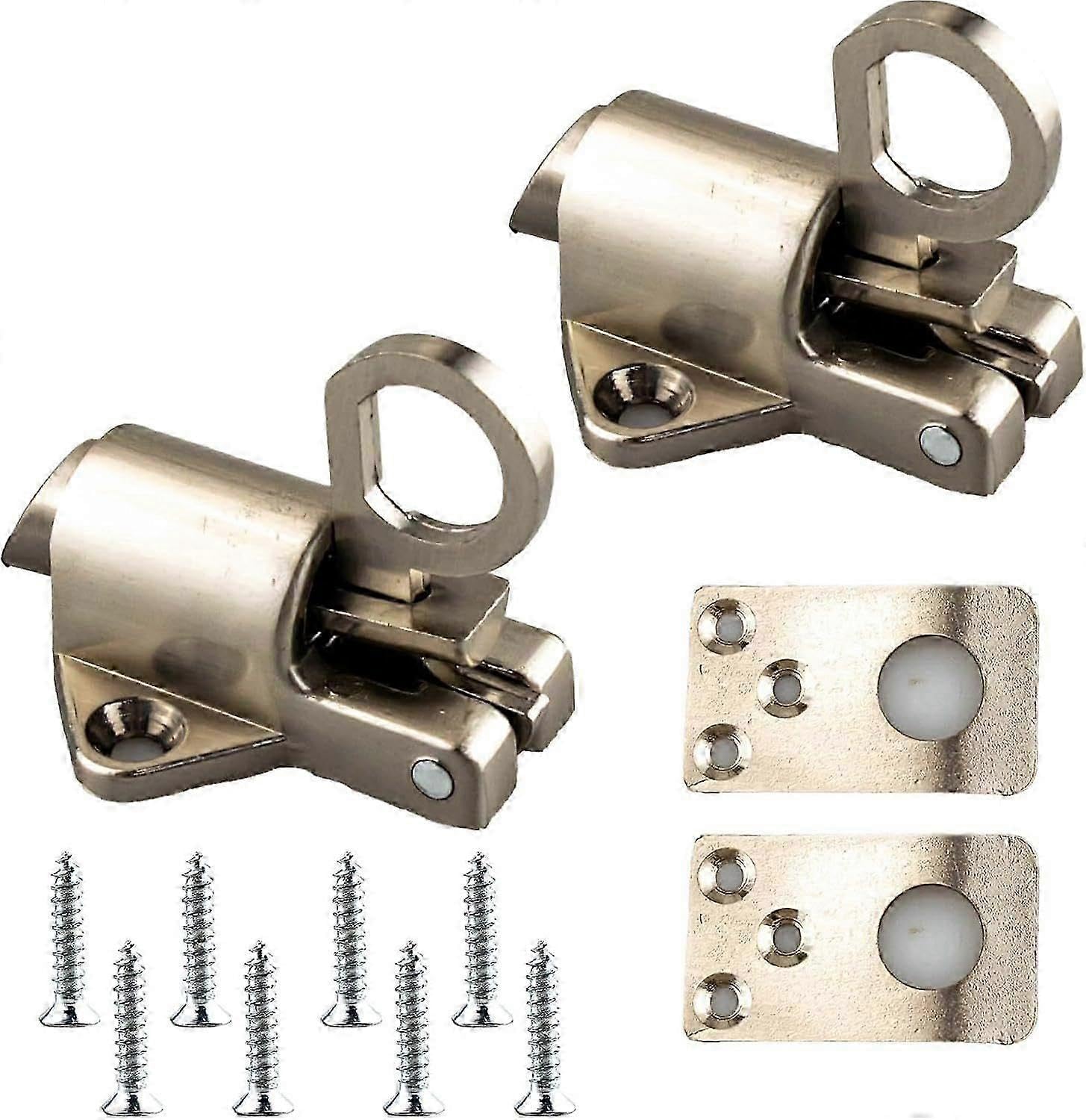 Joyhappst Image Color 2Pcs Latch Lock, Automatic Window Gate Lock With Mounting Screws, Self Closing Spring Bounce Door Bolt For Window Toilet
