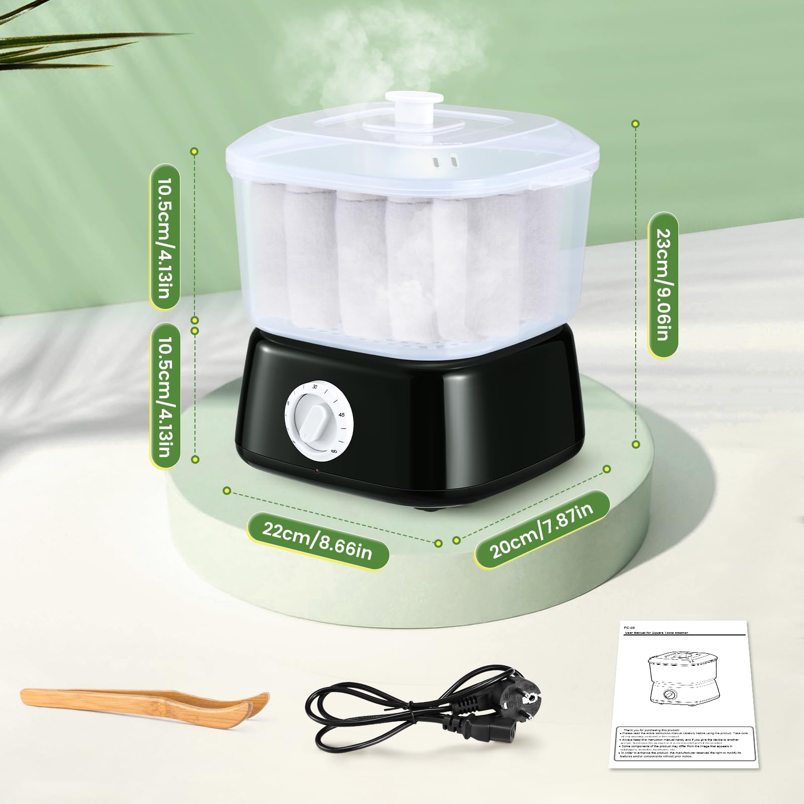 Calentador de Toallas, Calentador de Toallas Estético con Pinza para Toallas 202°F en 10 Minutos, Toallero Eléctrico de Vapor para Spa, Salón, Afeitado (Negro)