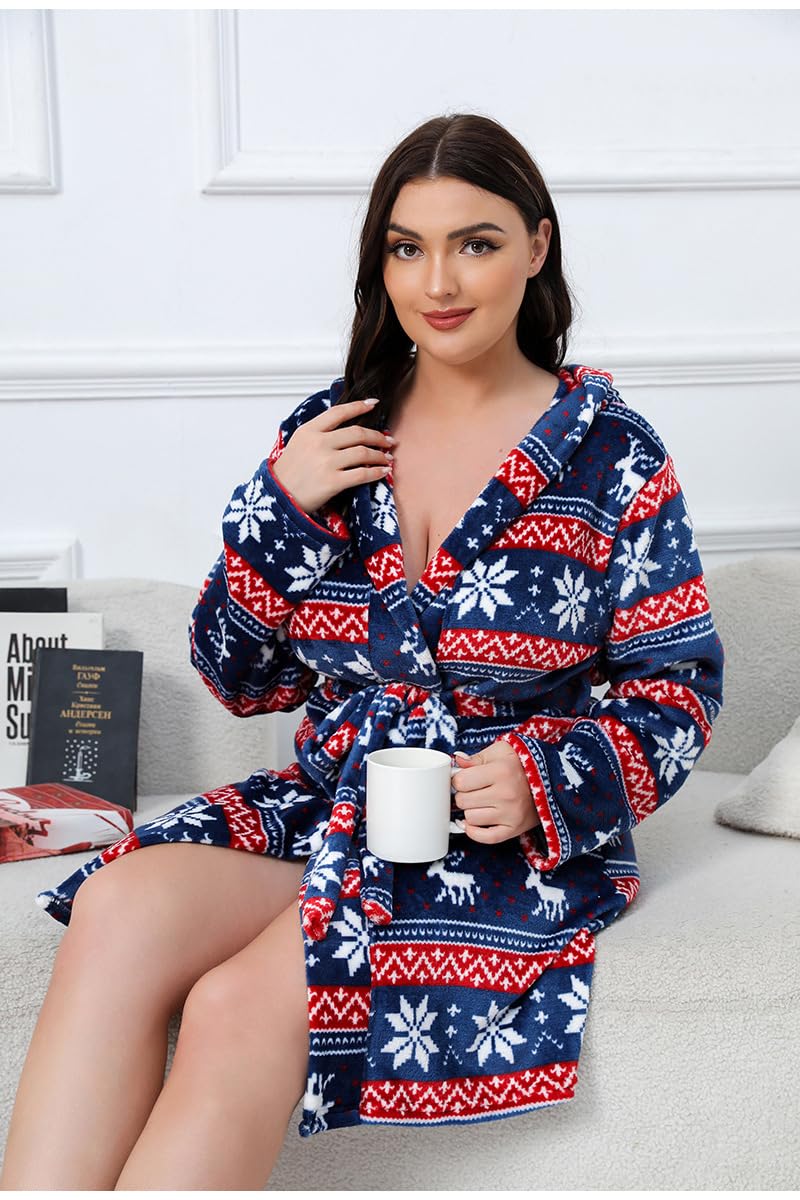 Albornoz de franela de doble cara con capucha, talla extragrande, para descansar, talla XL