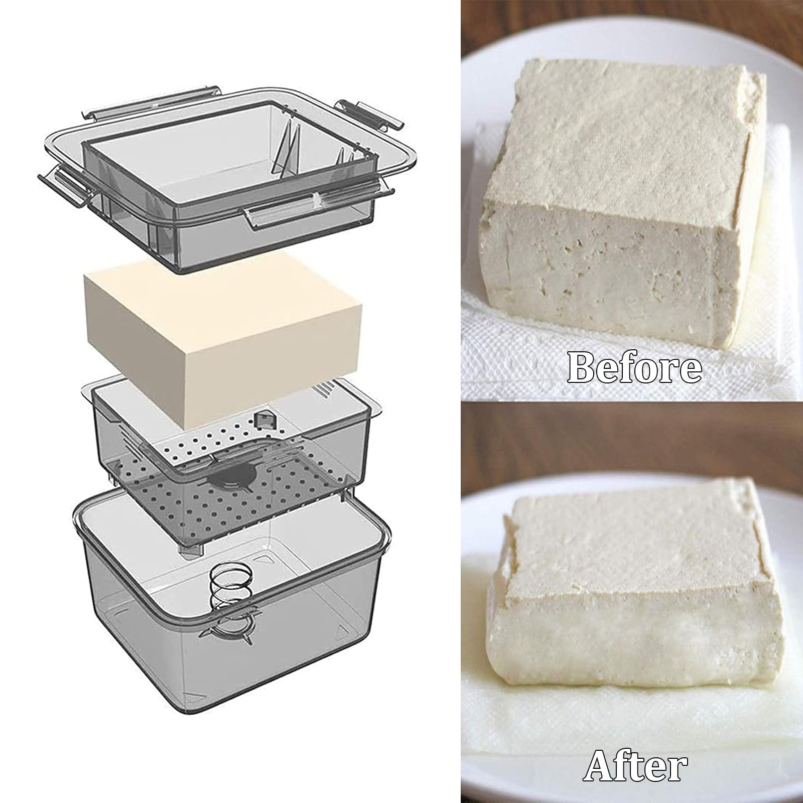 Molde Tofu Hacer Queso Tofu Fabricante Tofu Tofu Prensado Prensa Escurridor Bandeja Recolectora Agua Prensa Queso Escurridor Queso Prensa Casera Tofu Máquina De Tofu De Caja De Molde De Plástico