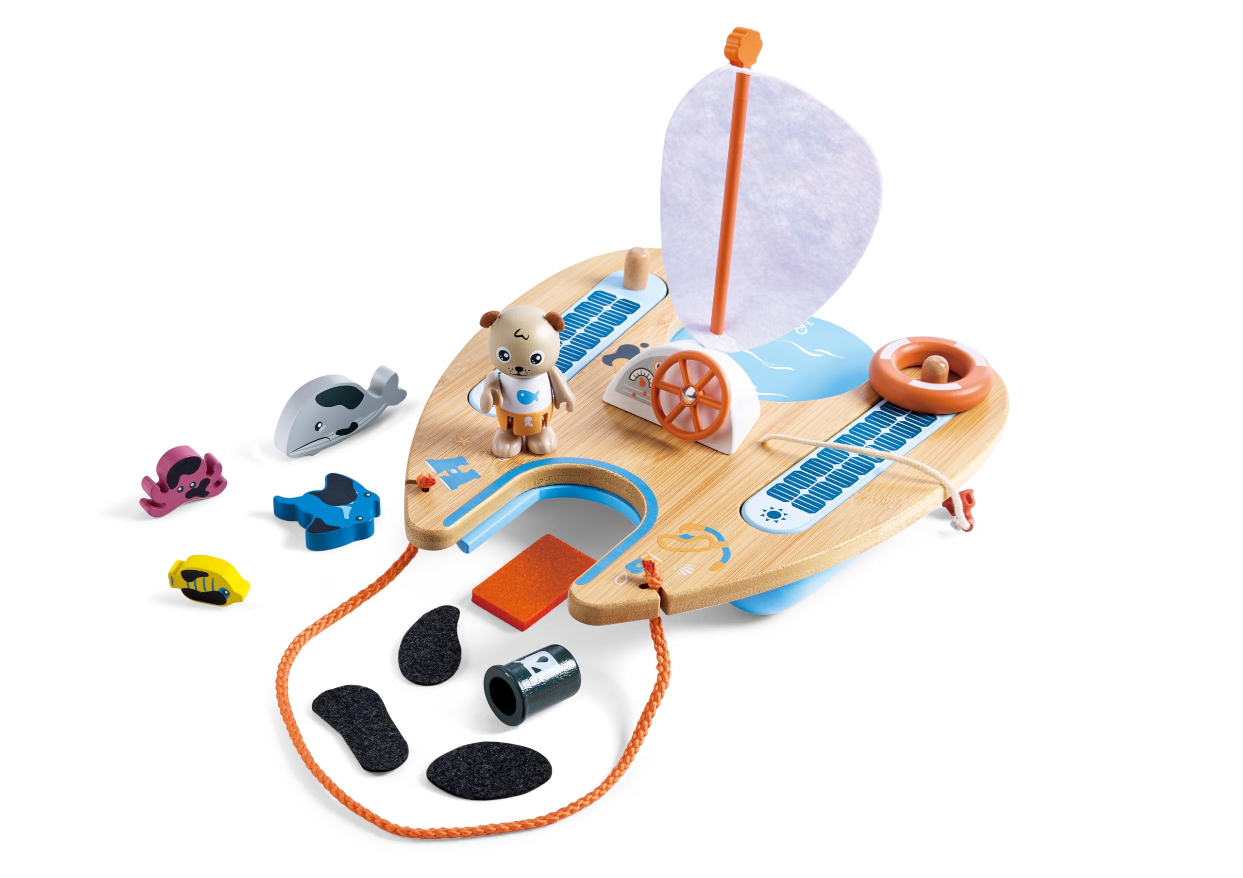 Hape Ben's Eco Catamaran - Solar-Powered Marine Conservation Playset, Roleplay for Kids Ages 3+, Mehrfarbig, Piccolo