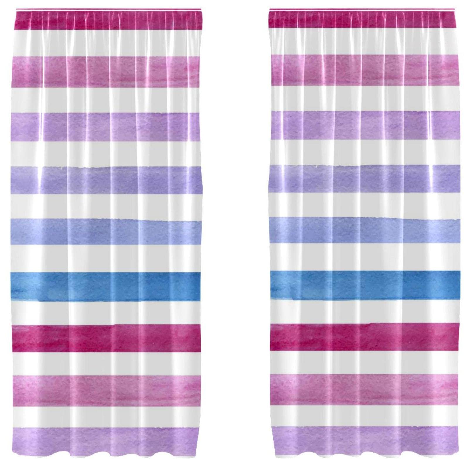 Cortinas de rayas coloridas para transformar tu salón con paneles ligeros de 55x84 pulgadas