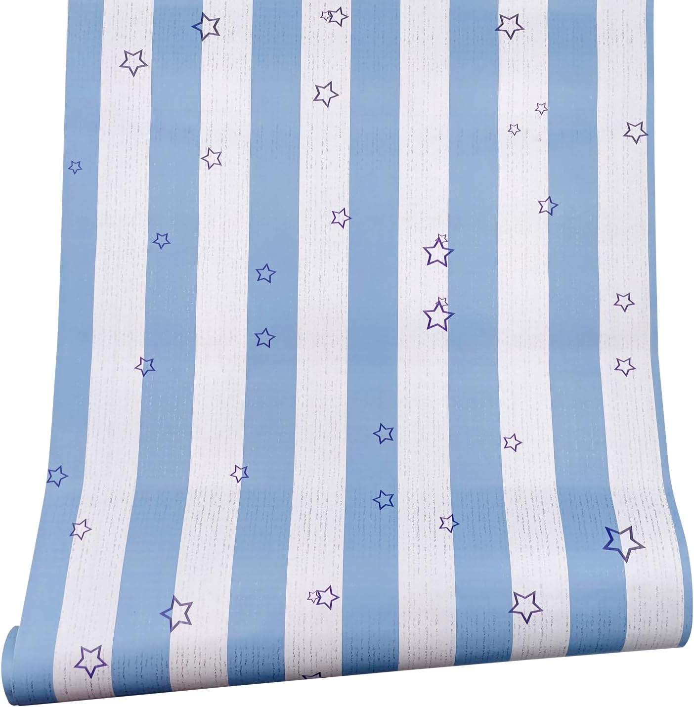 Shelf Drawer Liner,17.7 inch Wide,Blue and White Stripes,Self-Adhesive Furniture and Wall Protect Wrap,Removable Cabinet Lining Paper (L-354.3x17.7 Inch)