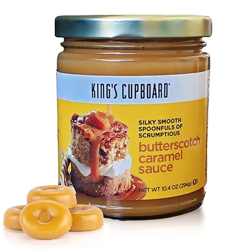 King's Cupboard Salsa de caramelo Butterscotch - La salsa perfecta para helado, salsa de frutas, postres, café, cobertura de caramelo - Sin gluten,