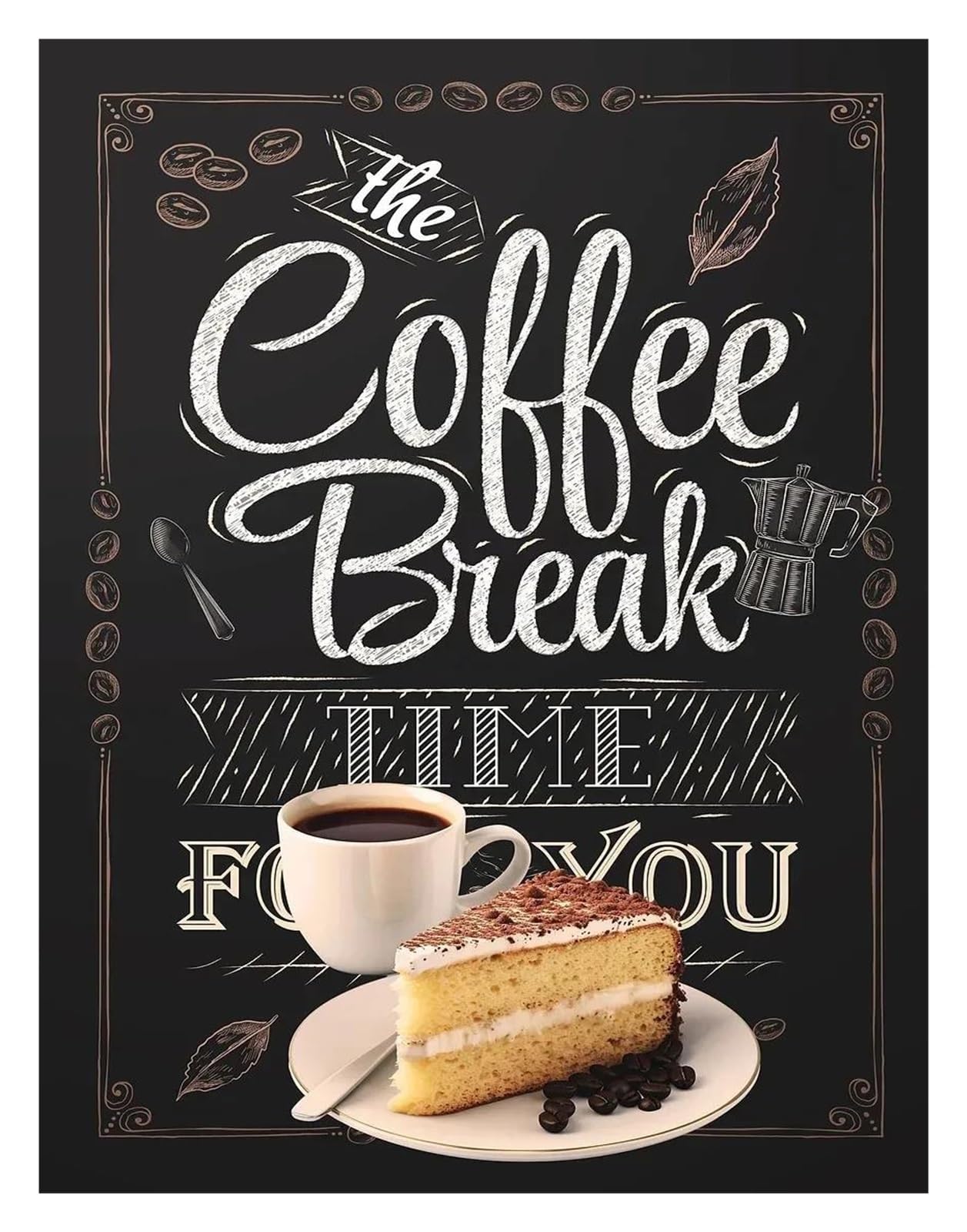 Xenite J Wall Art Canvas Prints Coffee Cup Poster Nordic Prints Bakery Pizza Chalkboards Canvas Painting Pictures For Cafe Store Home Kitchen Decor(,50X70cm)