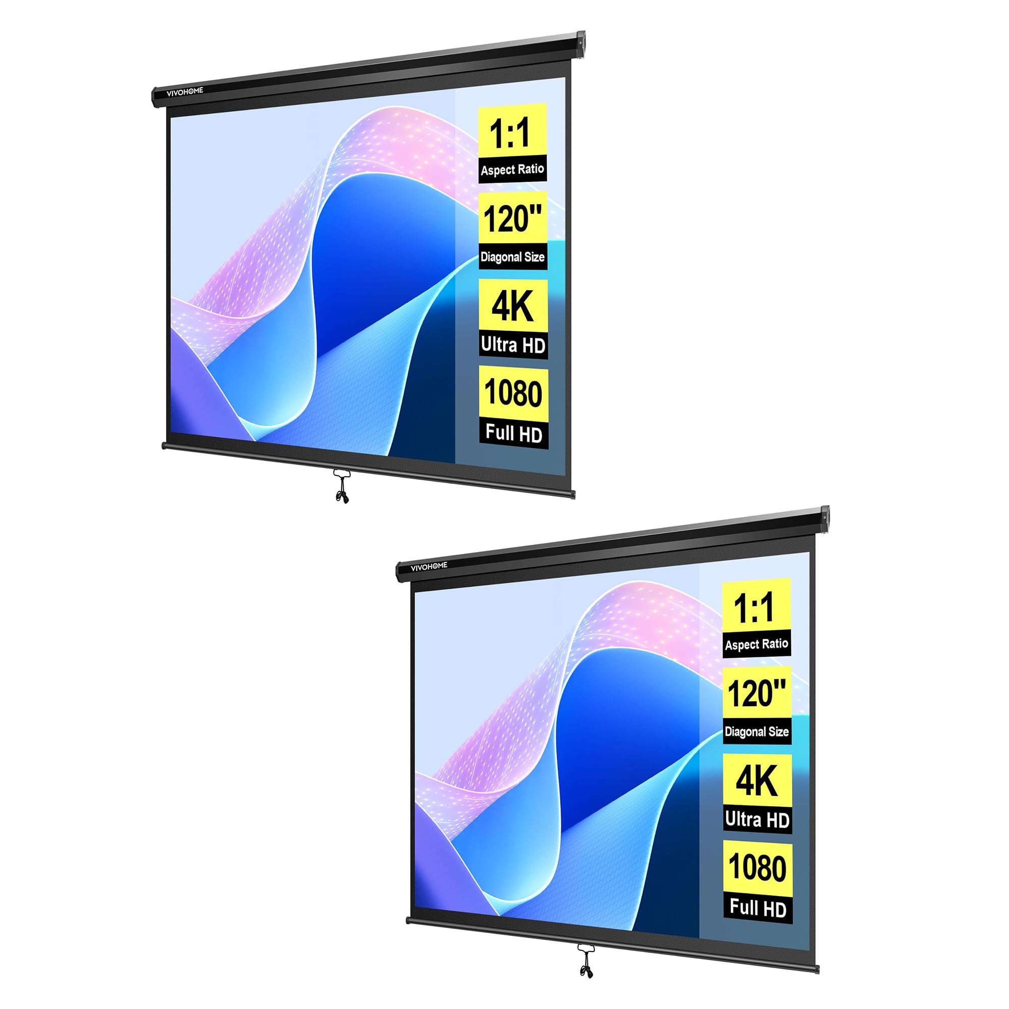 【raino torami】120㌅4K Ultra HD スクリーン Amazon.com: VIVOHOME 120 Inch 1:1 Pull Down Projector Screen, HD