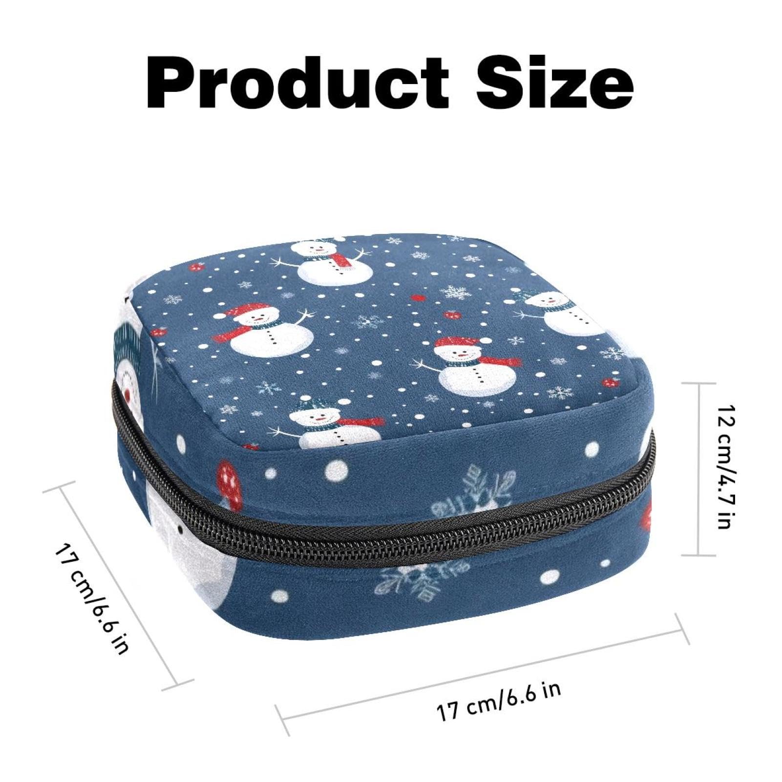 Sanitary Napkin Storage Bag for Feminine Pads, First Period Kit for Women, Merry Christmas Snowman Portable Menstrual Period Sanitary Pouch