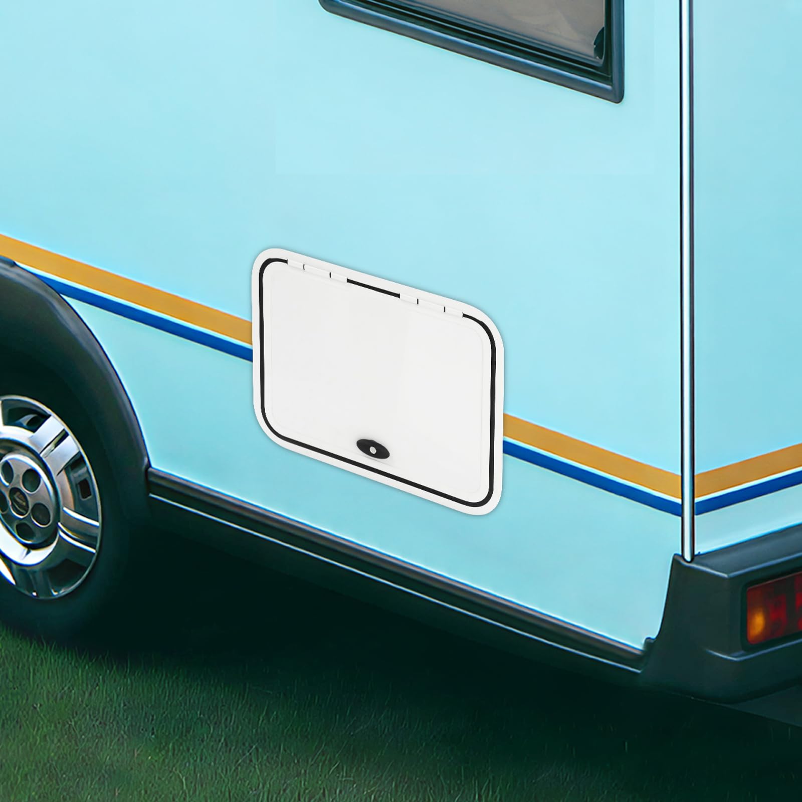 Wohnmobil Gepäcktür Tür 24"x18", Wohnmobil Fachtür mit Doppelschloss, Ladelukentür, Wohnmobiltür, Aluminiumlegierung Schutzstager Zugangstür, für Wohnmobile und Yachten (Weiß)
