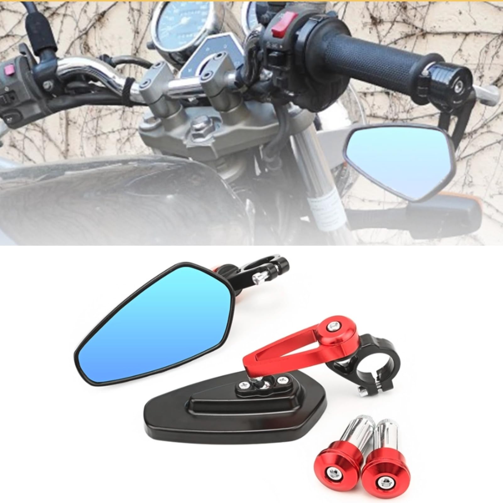 Uniwersalne boczne lusterko wsteczne motocykla Motocykl ze stopu aluminium 7/8 "22 mm boczne lusterka wsteczne (czerwone)