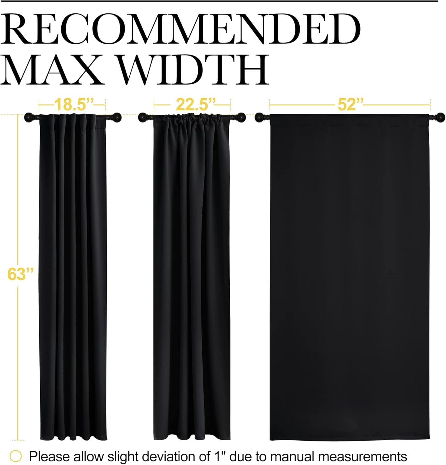 NICETOWN Halloween Blackout Curtain Blinds Window Panels - (Black Color) W52 x L63, Double Panels, Thermal Insulated Blackout Draperies for Living Room