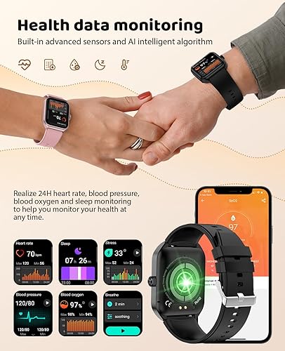 Miniatura 4 de Reloj inteligente para parejas de San Valentín para hombres y mujeres, rastreador de actividad física con llamada Bluetooth de 1.91 pulgadas,