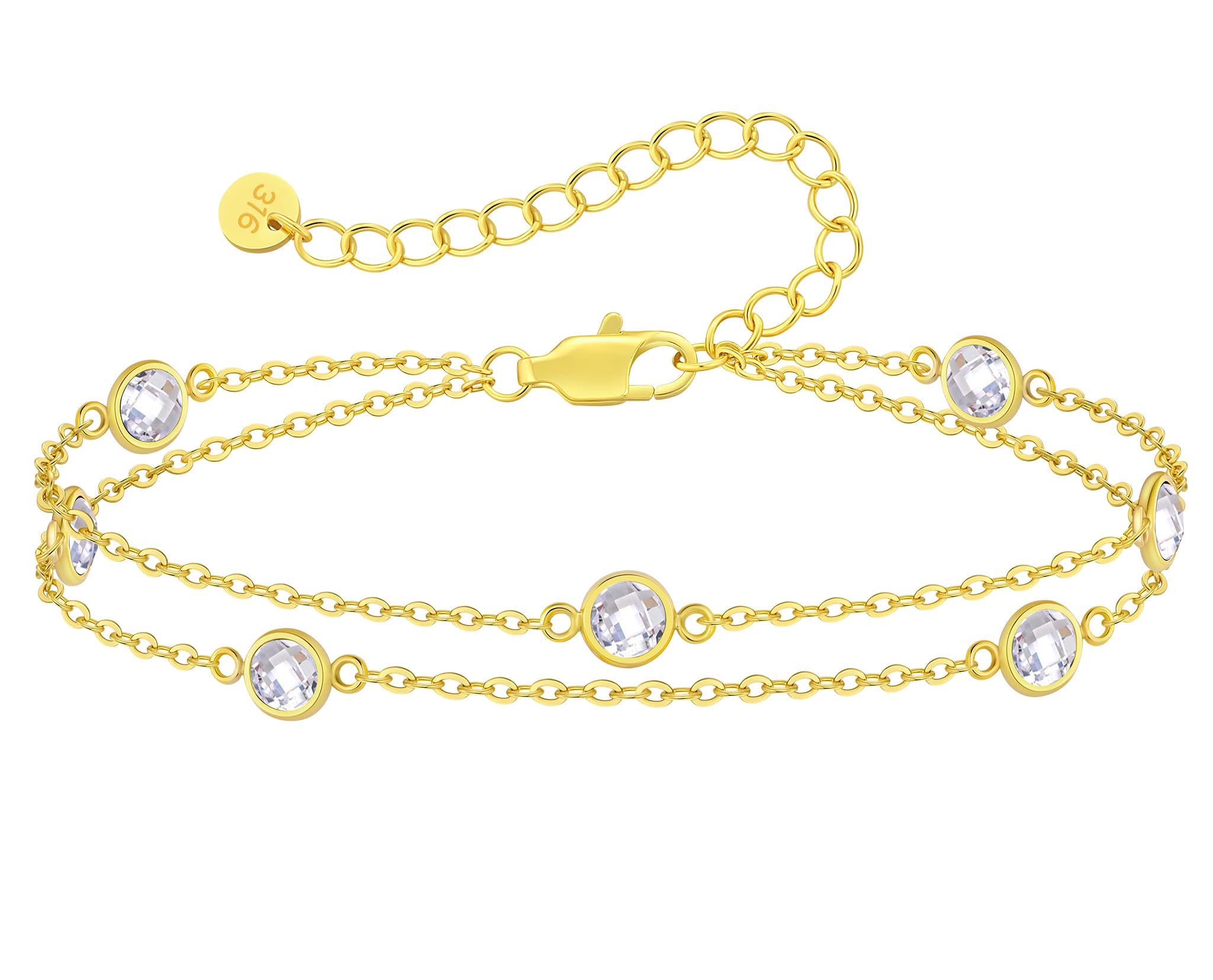LOUISA SECRET Pferdeaugen Armband Damen 925 Sterling Silber Zirkonia Gold Armbänder Verstellbar Valentinstag Muttertag Geburtstags Weihnachten Geschenk für Sie Frauen Freundin mama