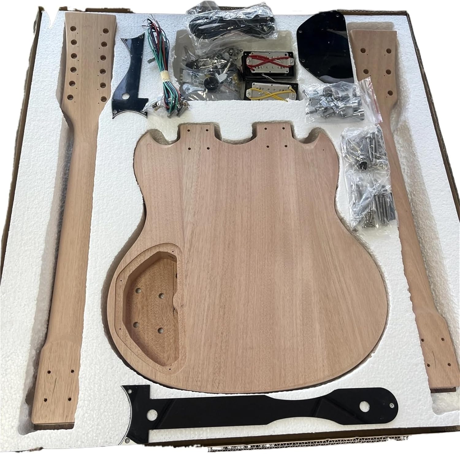 DIY Double-Neck Electric Guitar Kit Rosewood Body Assembly Set