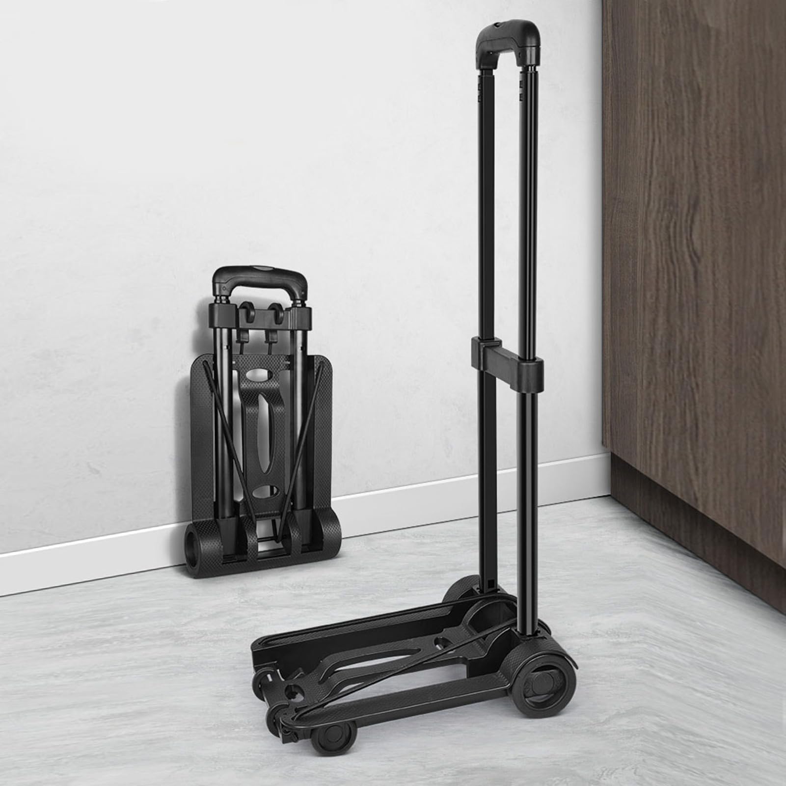 Carrello Pieghevole per Bagagli con 2 Ruote Portatile Capacità 50kg per Viaggio Aeroporto Shopping