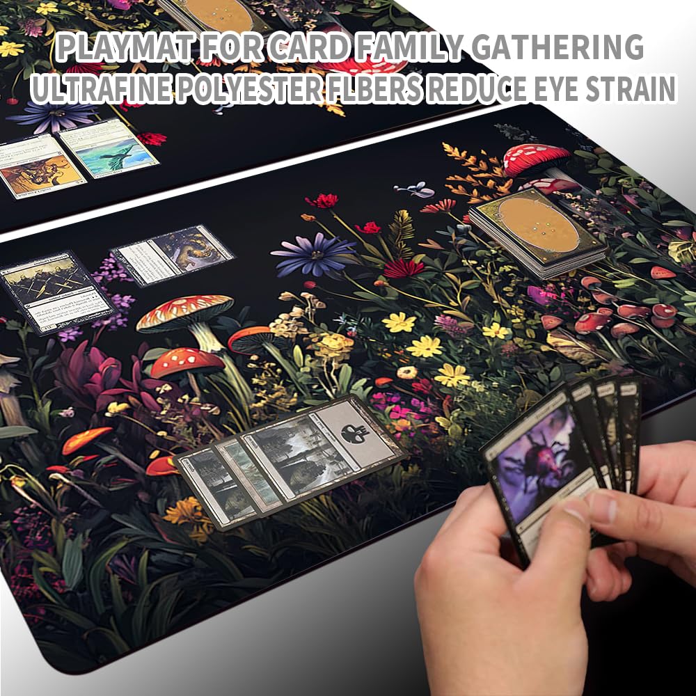 MTG Mata do gier 60 cm x 35 cm antypoślizgowa gumowa podstawa szyte krawędzie Commander TCG zwijana składana