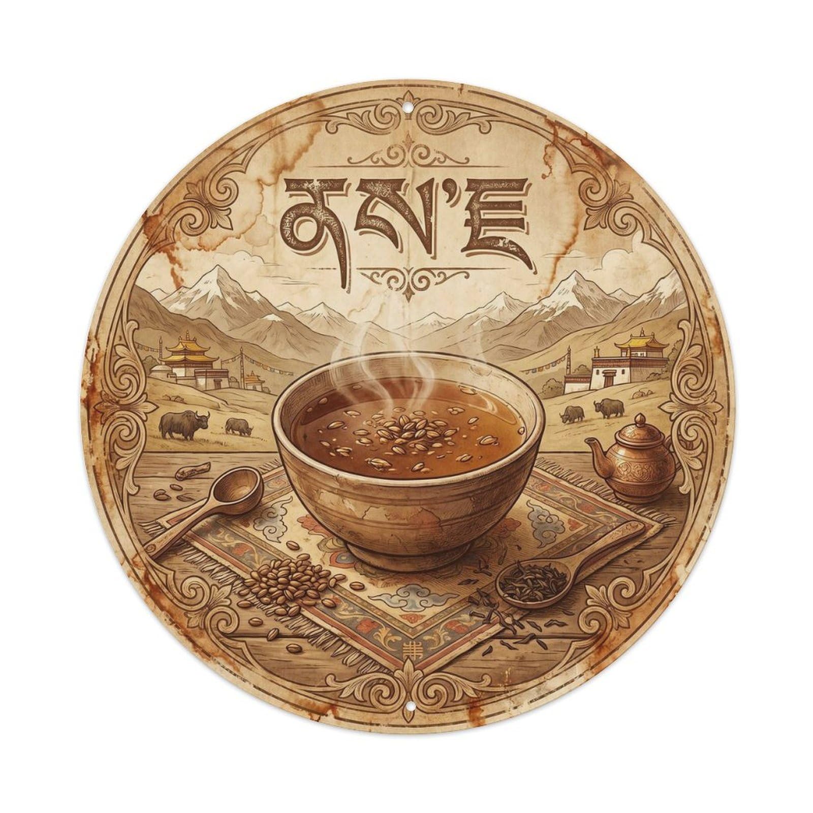 Infusion Bar Tea Beverage Himalayan Culture Heritage Metal Tin Sign