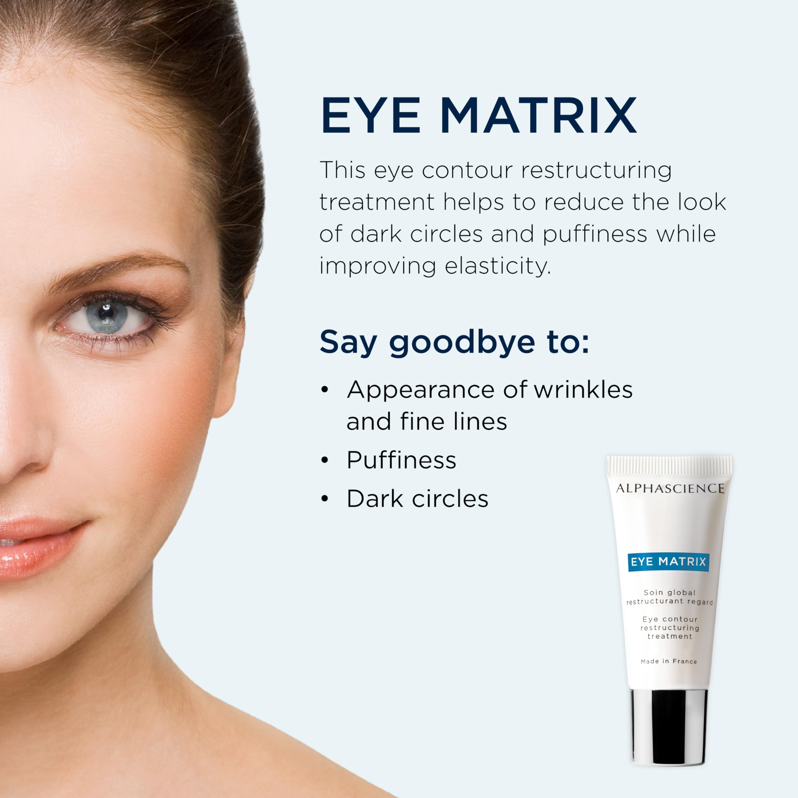 ALPHASCIENCE Eye Matrix 15ml - Gel antiedad para el contorno de ojos - Hidratante y suavizante - Fórmula rica para ojeras, bolsas, arrugas y líneas de expresión - Sin perfume ni conservantes