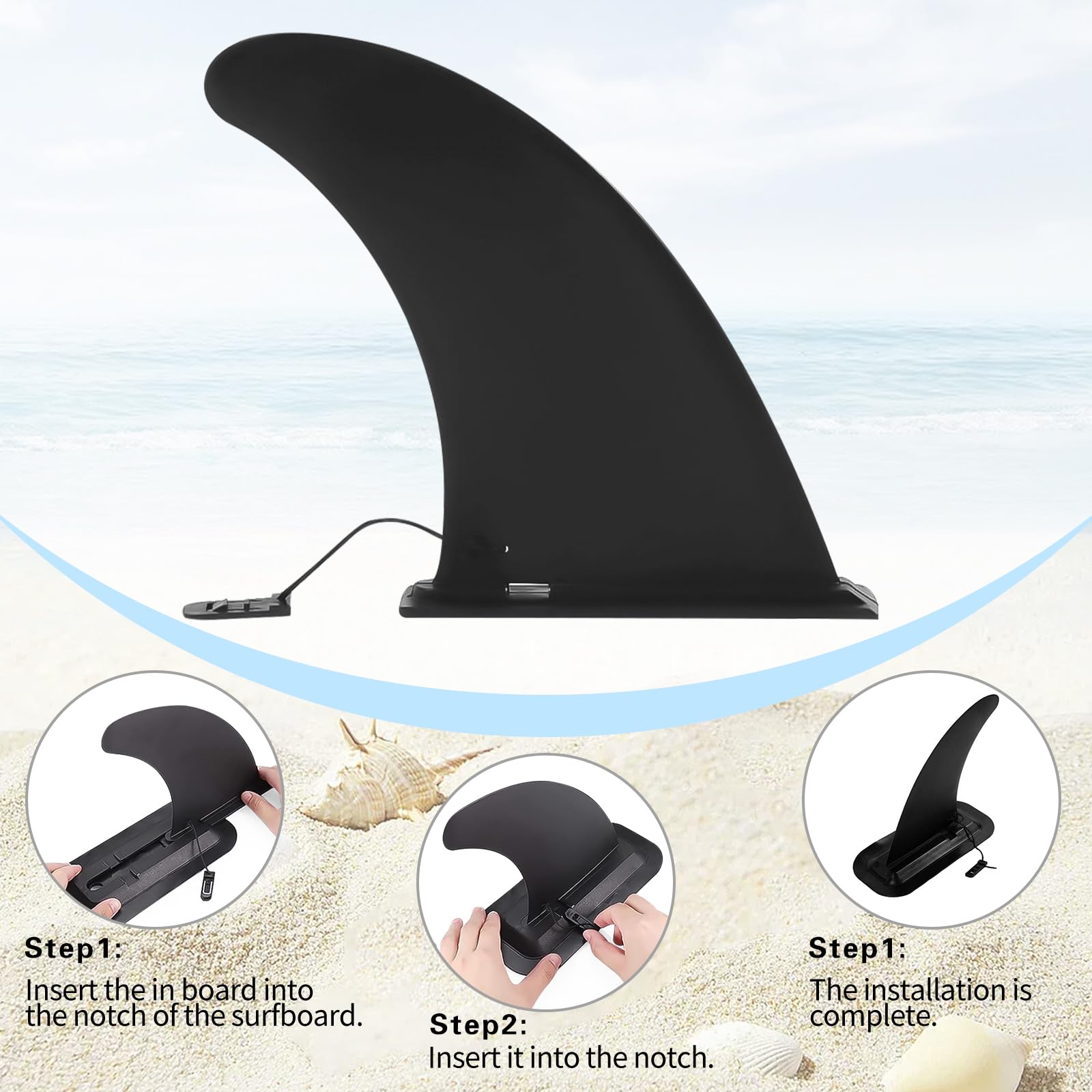 Pinna SUP, Pinna Universale Rimovibile, Pinna Tavola Surf, Nylon Pinna Centrale, Tavola da Surf SUP Fin da 9 Pollici, Longboard Singola Pinna, per Pinne, Adatto per Tavola da, Kayak