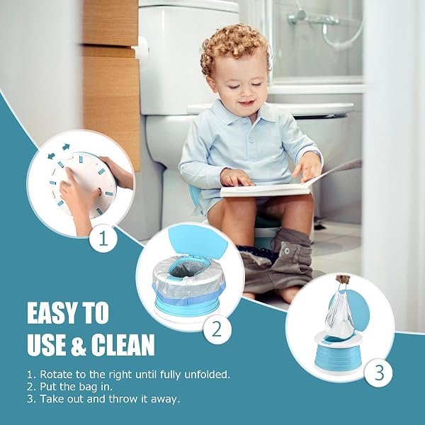 Vasino Per Bambini Vasino Portatile Per Bambini Da Viaggio Vasino Per Bambini WC Portatile Vasino Pieghevole Da Viaggio Toilette Pieghevole Bambini Per Campeggio Indoor Outdoor-15pcs Sacchetti Vasino - 3