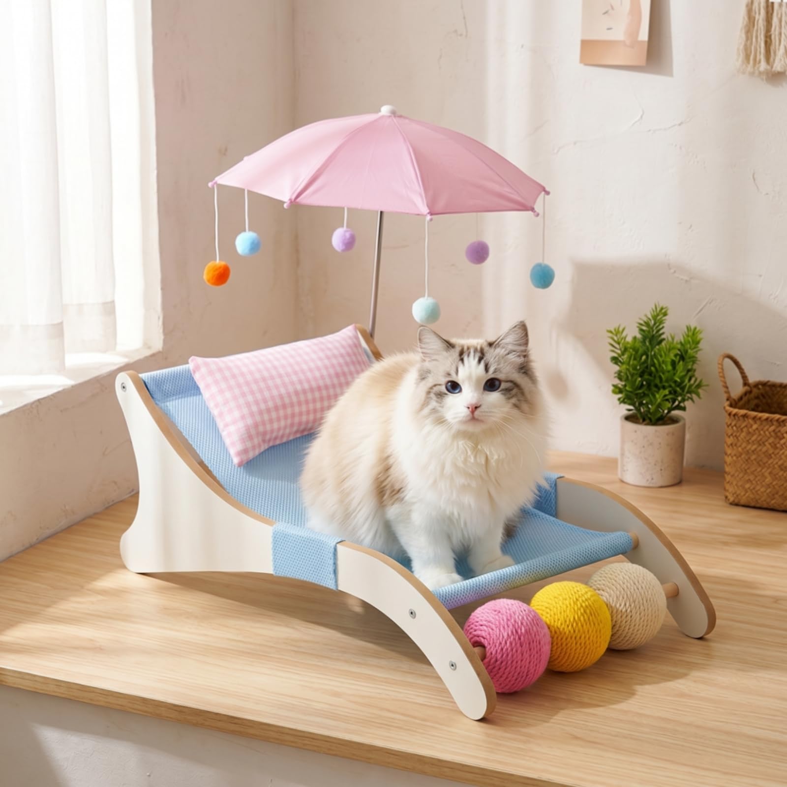 Milageto Industrial Resting Pad Lit pour Chat Chaise Longue Canapé Élevé Hamac Support Surélevé Anti-Froid avec Maille Ventilée, Niche De Plage pour Animaux De Compagnie