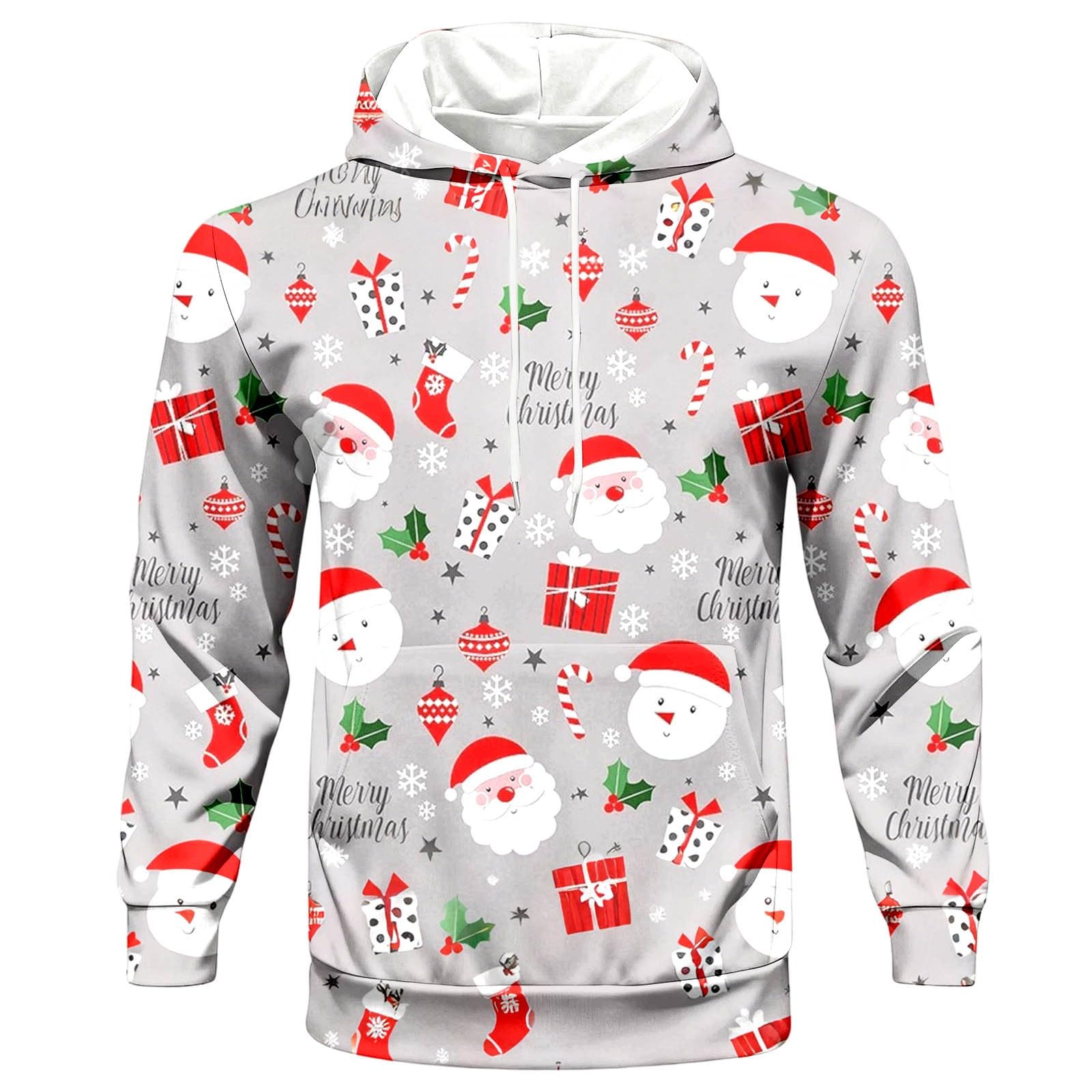 Generisch Tuta natalizia da uomo, per jogging, Natale, set di tute da allenamento, 2 pezzi, stampa 3D, divertente abbigliamento natalizio con felpa in pile + pantaloni da jogging