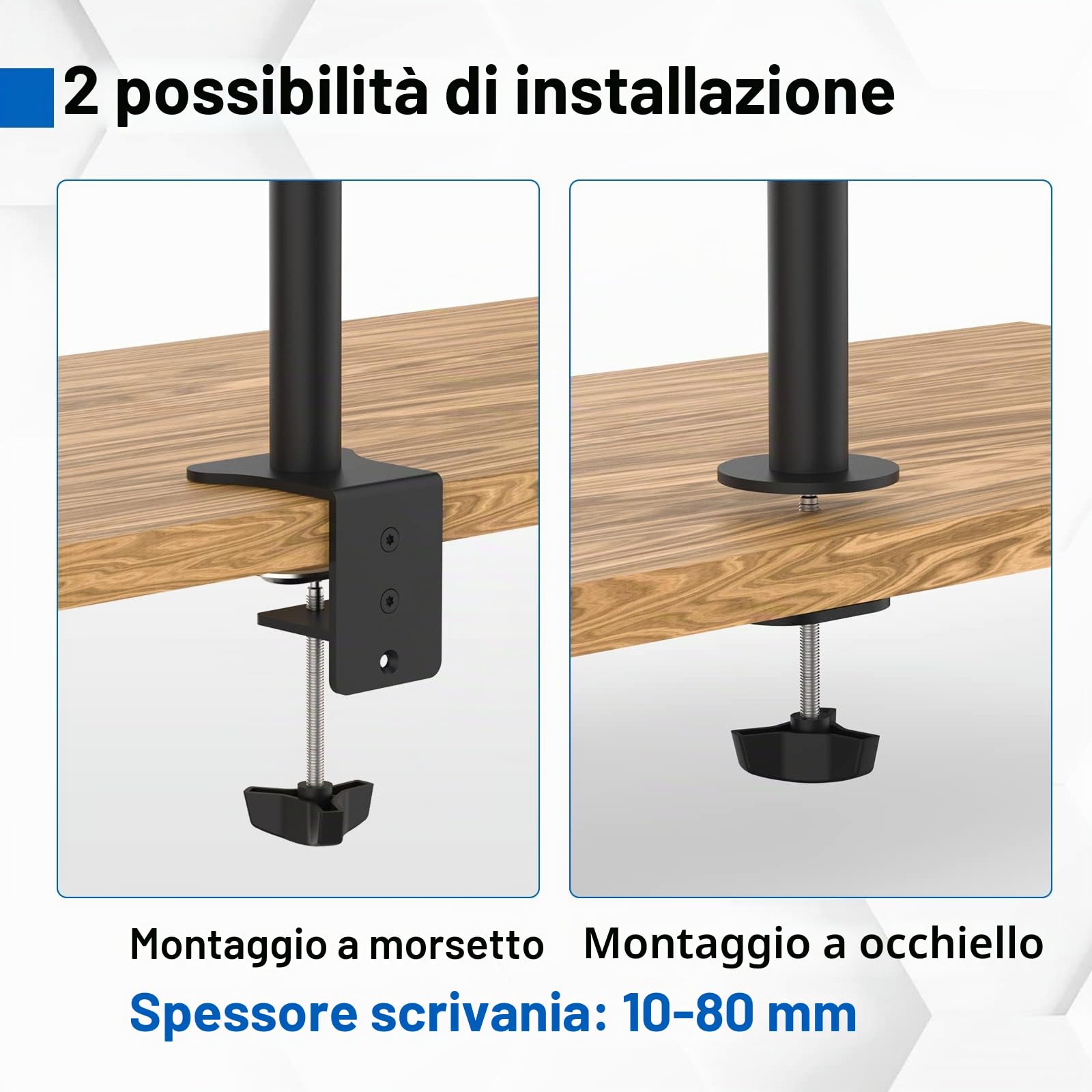 GRIFEMA GB2001-1 Braccio per Monitor Singolo, Supporto Regolabile in Altezza per Schermi LED LCD da 13" - 32", Rotazione a 360°,Dimensioni VESA 75/100, capacità di Peso Fino a 10 kg, Nero