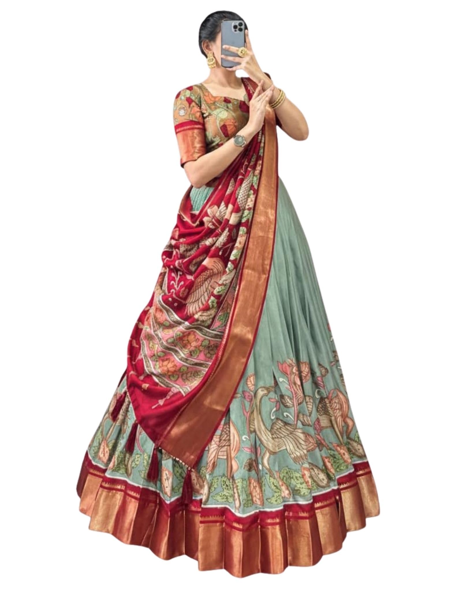 dream crushers Womens' Wear Tussar Silk With Patola Printed Lehenga Choli Patola Print With Foil Work Chaniya Choli Solid-picture-25