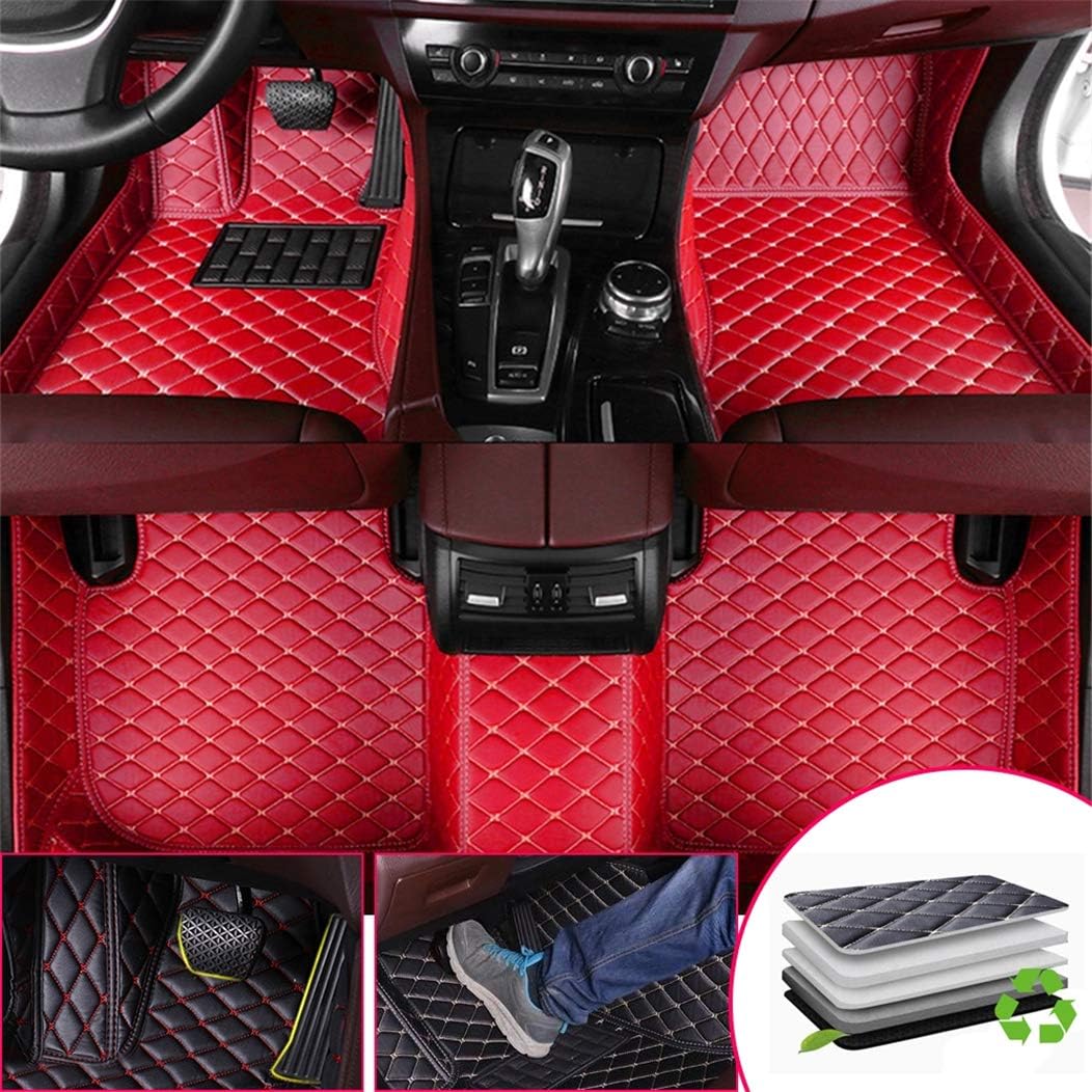 Custom Car Floor Mats for Mercedes Benz E Class 500 350 300 240 260 400 320 200 Sedan 2006-2008 Full Surrounded Protection Luxury Leather Material Wear Resistant Car mat Carpet Liners Red