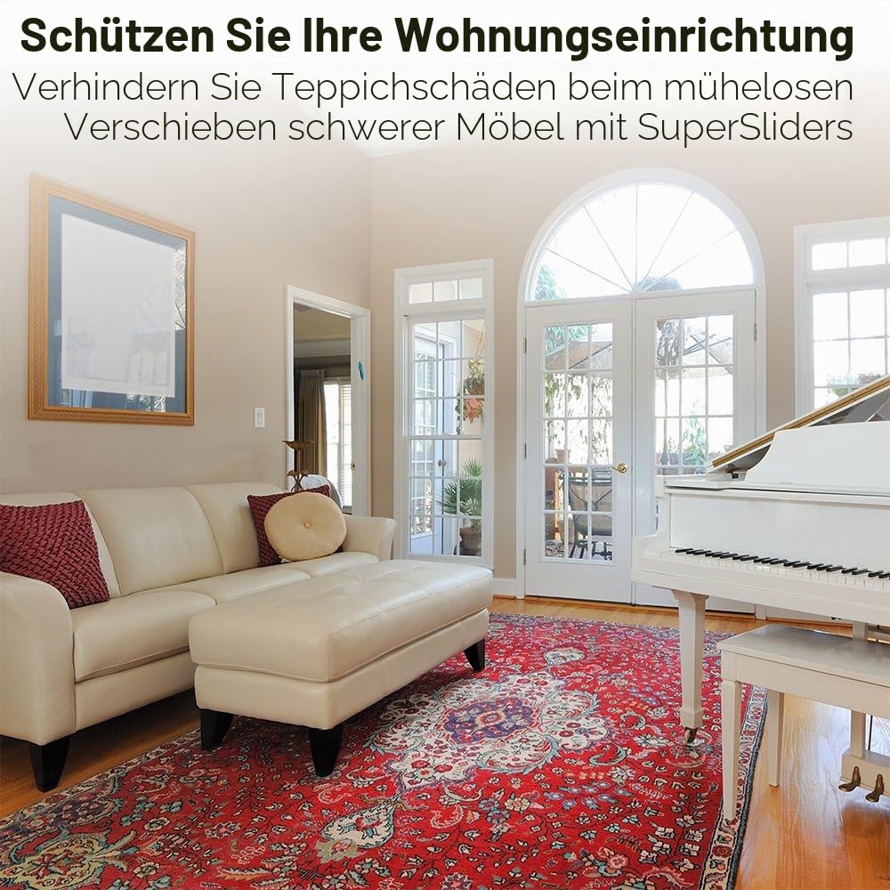 SuperSliders Wiederverwendbare Bezüge zum Möbelschieben, harte Oberflächen & Teppichboden (4 Stück) – 12,7 cm, rund, 4703295Z