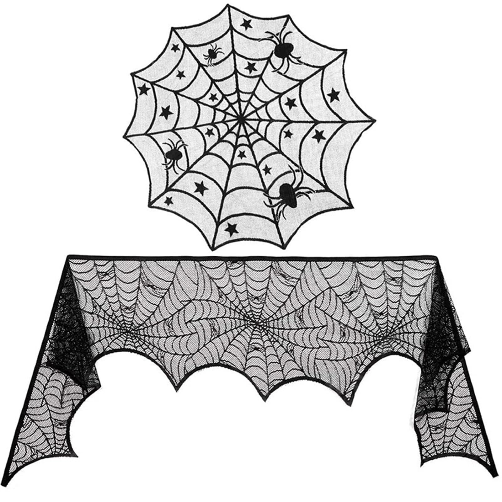 Tsophreniq Lace Spiderweb Table Runner Mantel Scarf Cover for Home and Party Decoration Mantel Cover Lace