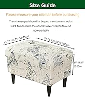 Vista 2 de CRFATOP Funda impresa para silla otomana grande, fundas elásticas para silla otomana rectangular, funda para taburete de almacenamiento, funda