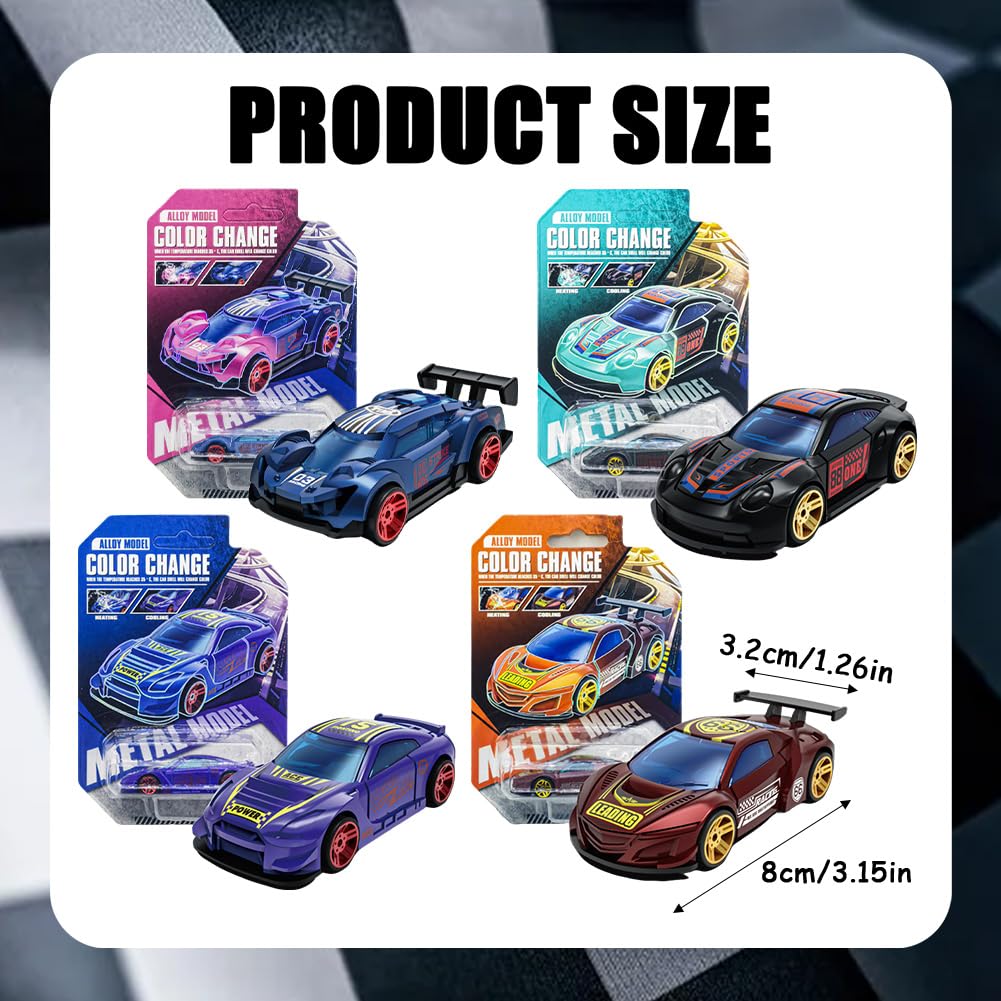 PLUSHCEWT 4 Stück Autos Spielzeugset, Mini Racers Spielzeugauto Set, Farbwechselnde Auto Spielzeugautos, Farbwechselnde Auto Spielzeugset, Auto Set Geschenk für Innen und Außenspiele (C)