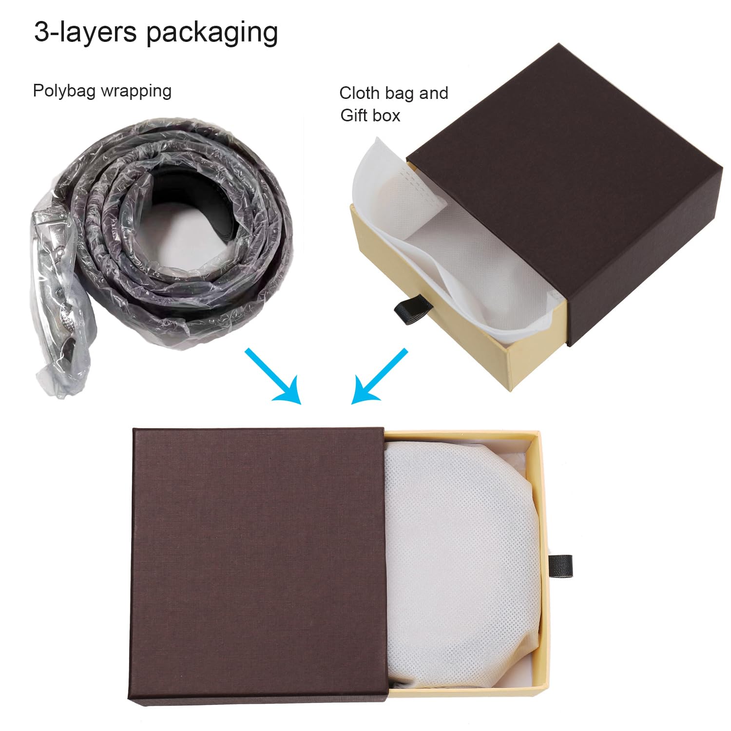 Ledergürtel für Herren, Ratsche, verstellbarer Schiebegürtel, 4,5 cm Breite, in Geschenkverpackung, passt überall