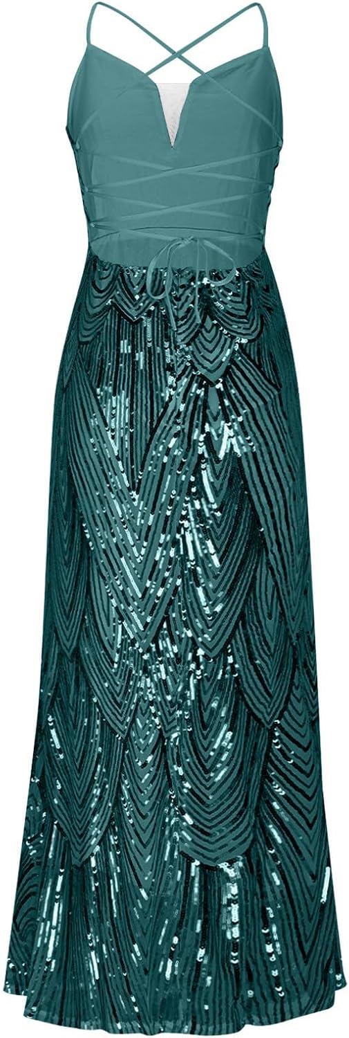 Women's Sequin Dress Spaghetti Straps Sparkly A Line Swing Party Nightclub Dance Mini Dress Cocktail Bodycon Dresses