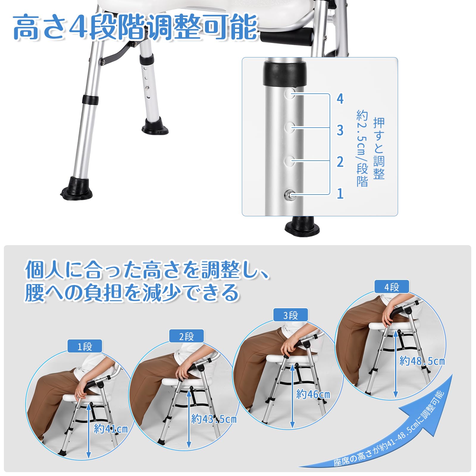 Amazon.co.jp: お風呂椅子 介護用 折りたたみ 介護 風呂 椅子 U型座面 