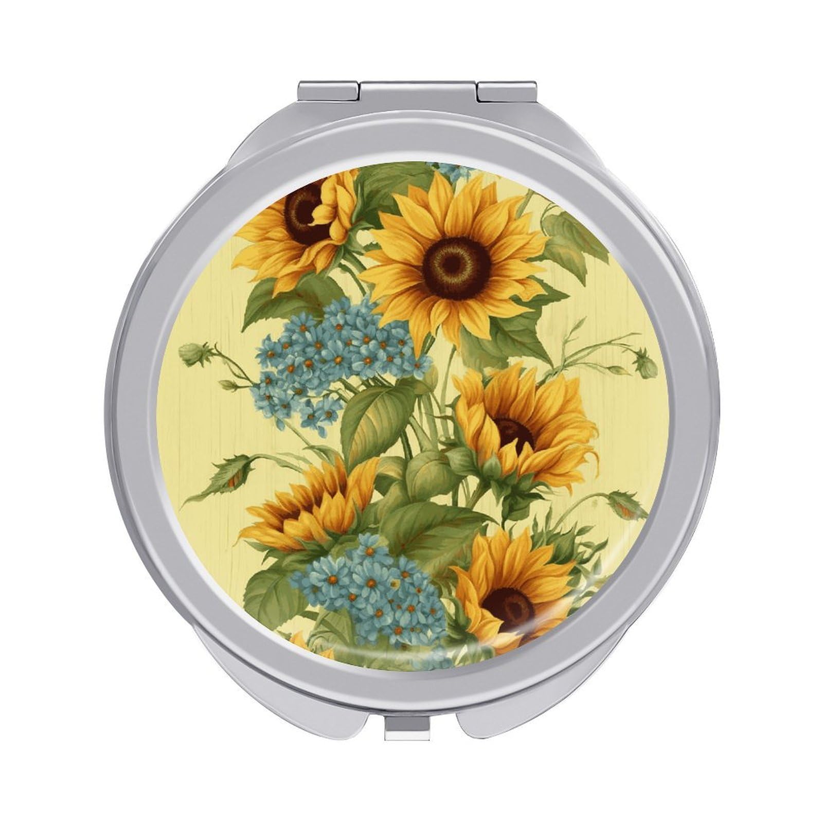 FekiLoot Sunflowers Travel Makeup Mirror 2 X /1 X Magnifying Slim Pocket Mirrors Compact for Purse Travel Makeup Mirrors for Pocket, Handbag, Purse Women Gift