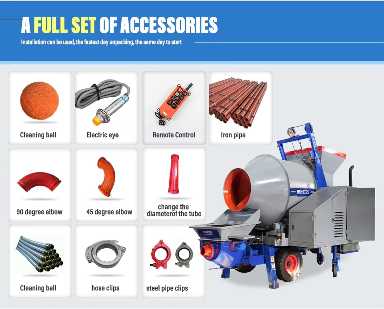 Automatic Concrete Mixer with Pump, Cost-Effective Cement Mixer Pump, Mobile Concrete Pump for Pro-Contractors