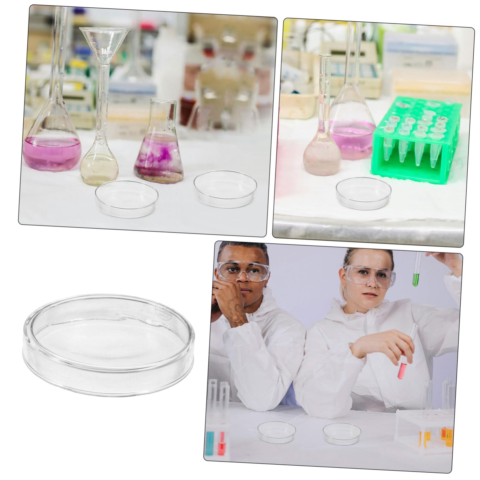 Holibanna 5 Pezzi Piatti Petri in Vetro Borosilicato Resistenti e Trasparenti per Crescita Cellulare Microbiologia e Crescita Tessuti Vegetali in Laboratorio