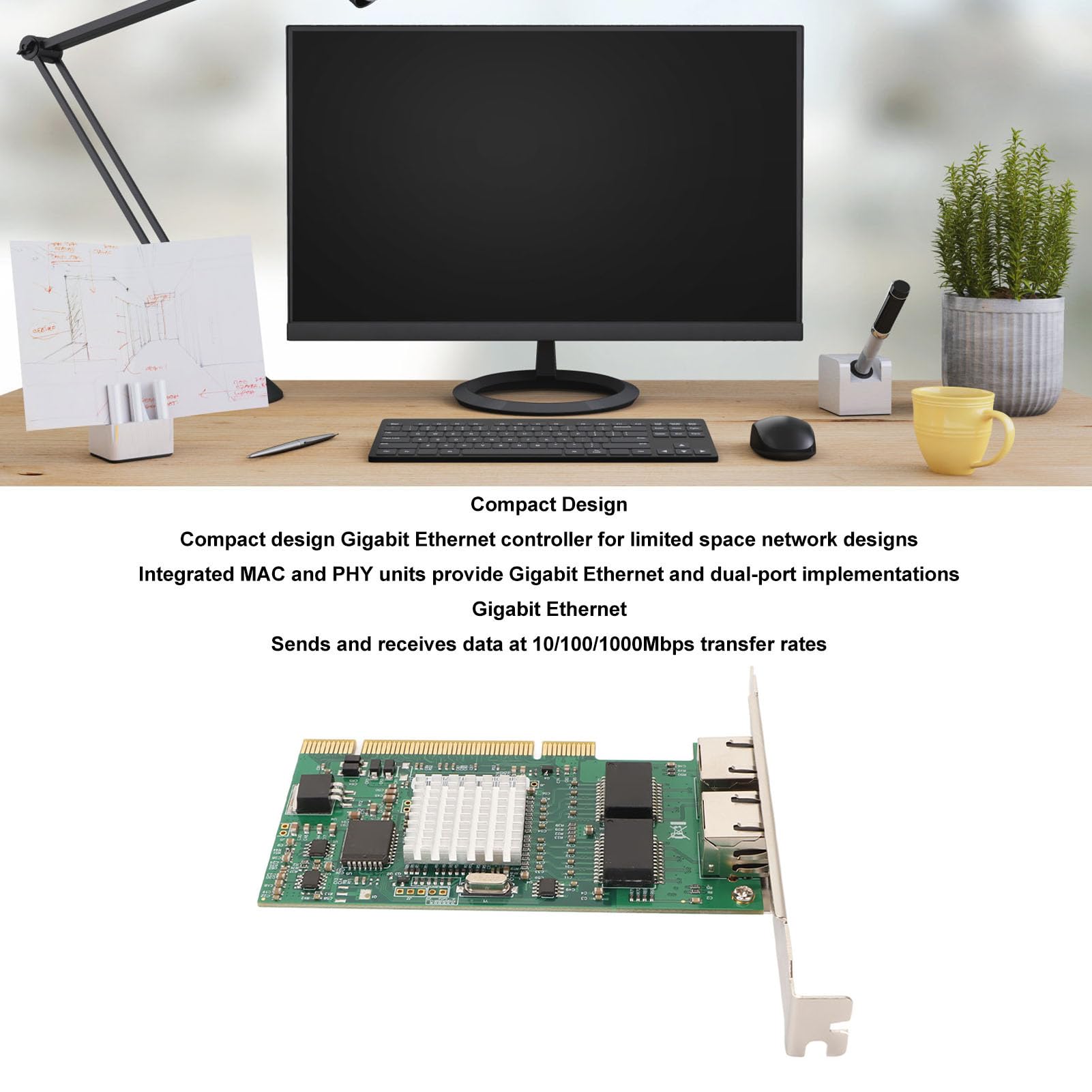 82546EB Scheda di Rete Gigabit Ethernet a Doppia Porta da 82546 GB per Server Ad Alte Prestazioni, Installazione Semplice, 4 Indicatori LED