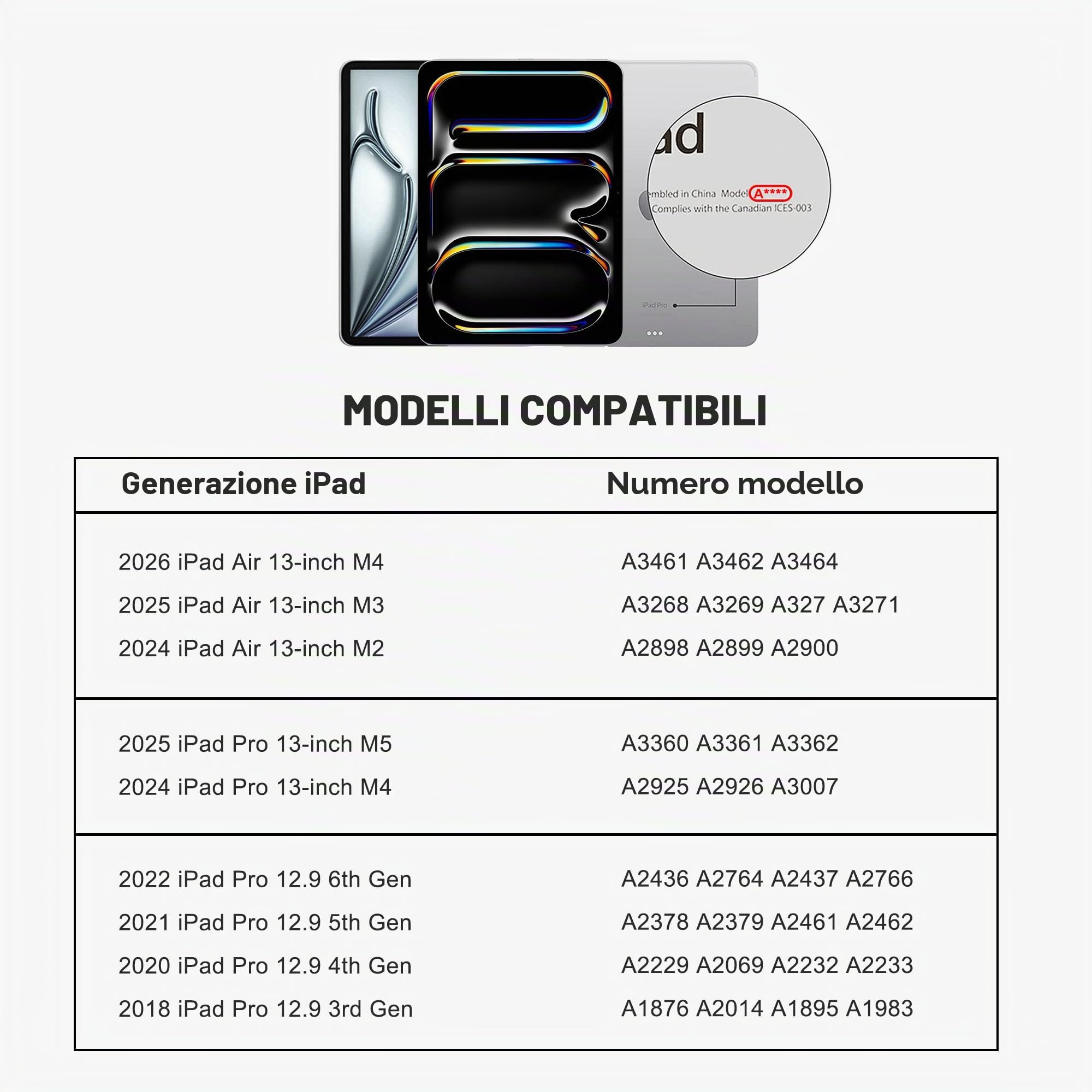 edaiser Custodia girevole con tastiera per Apple 2025 iPad Air 13" (M3-M2), iPad Pro 13" M4 2024, iPad Pro 12,9" (6a-3a generazione); custodia girevole con portapenne, trackpad, retroilluminato, blu