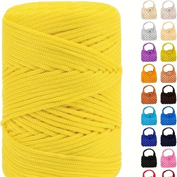 Polyester Macrame Cord - Durable 3mm Polyester Cord for Crocheting Bags, Macrame Yarn for Crocheting Wall Hangings, Hat Holders Home Decorations,Shoes, Outdoor Boho Decorations E