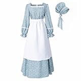 Colonial Dress Women Prairie Pioneer Dresses Floral Pilgrim Costume Civil War Dress