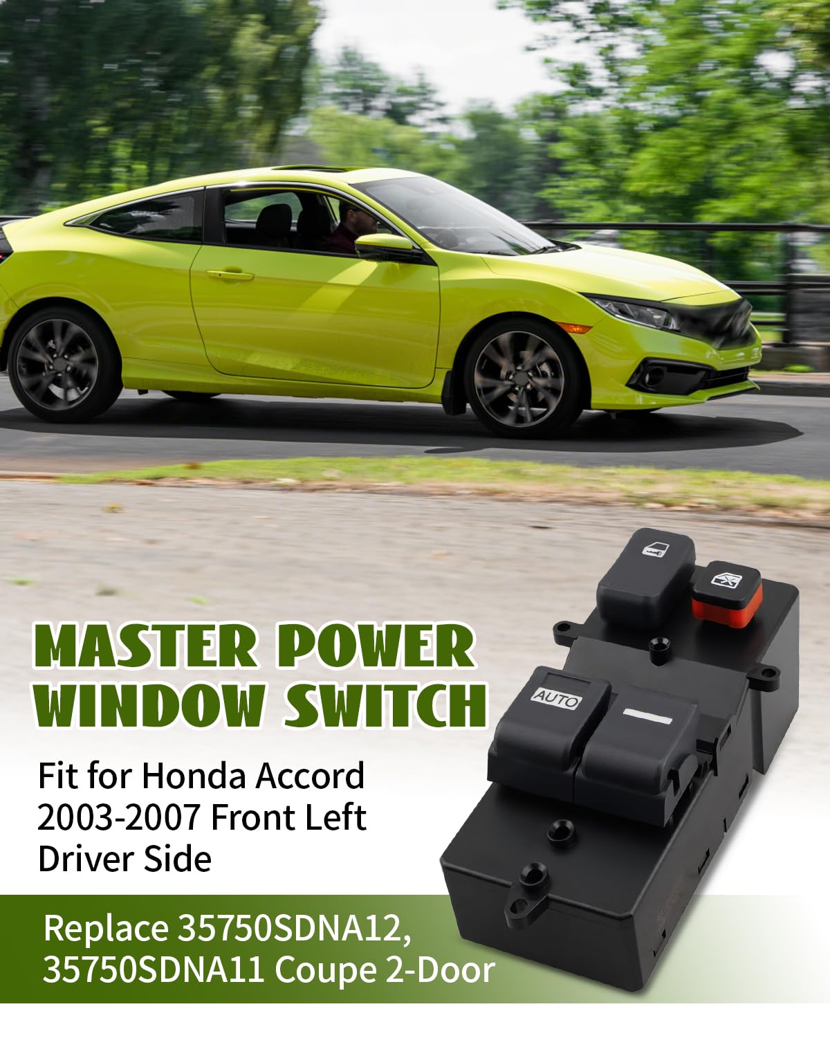 Power Window Master Switch, Fit for Honda Accord EX Coupe 2-Door 2005-2007, Front Left Driver Side Window Control Switch Replace DWS637 DWS439